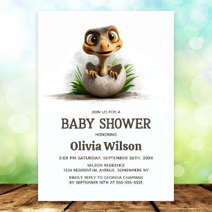 Invitación para baby shower de dinosaurio