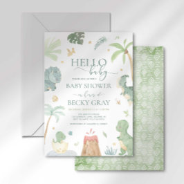 Invitación para baby shower de dinosaurio