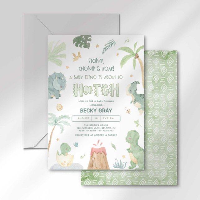 Invitación para baby shower de dinosaurio (Subido por el creador)
