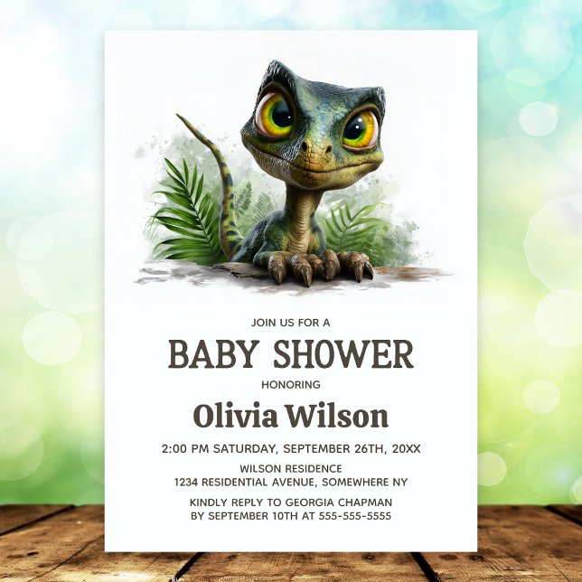 Invitación para baby shower de dinosaurio bebé (Subido por el creador)