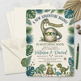 Invitación para Baby Shower de Dinosaurio de Jungl