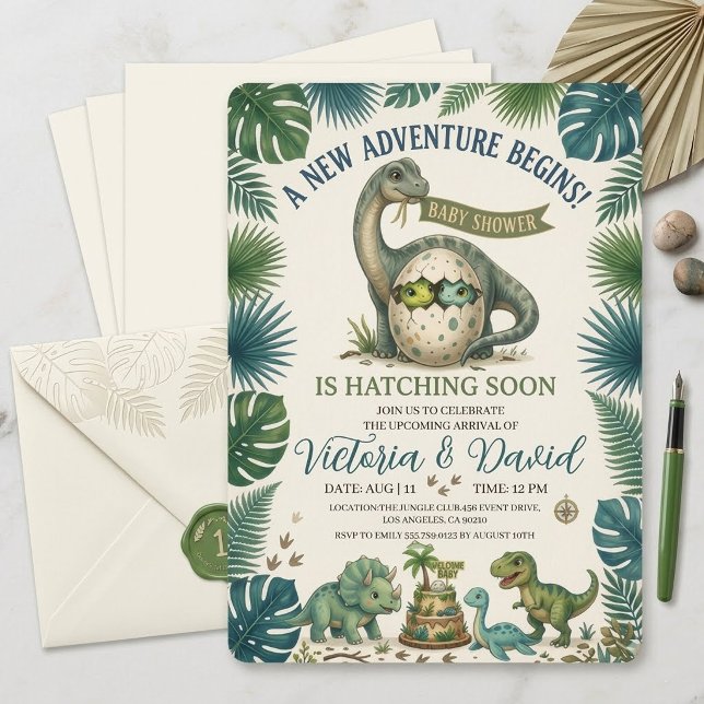 Invitación para Baby Shower de Dinosaurio de Jungl (Subido por el creador)