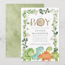 Invitación para Baby Shower de Dinosaurios