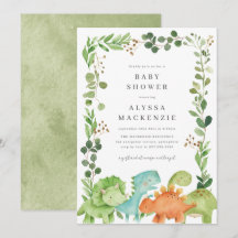 Invitación para Baby Shower de Dinosaurios