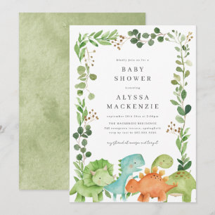 Invitación para Baby Shower de Dinosaurios