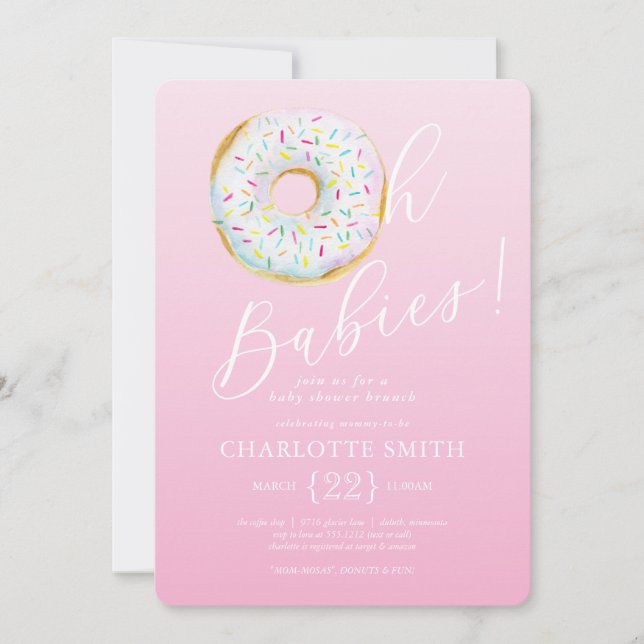 Invitación para baby shower de donut múltiples (Anverso)