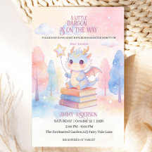 Invitación para baby shower de dragón