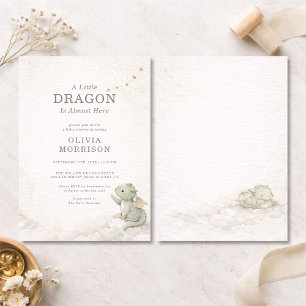 Invitación para baby shower de Dragón Bebé Dulce