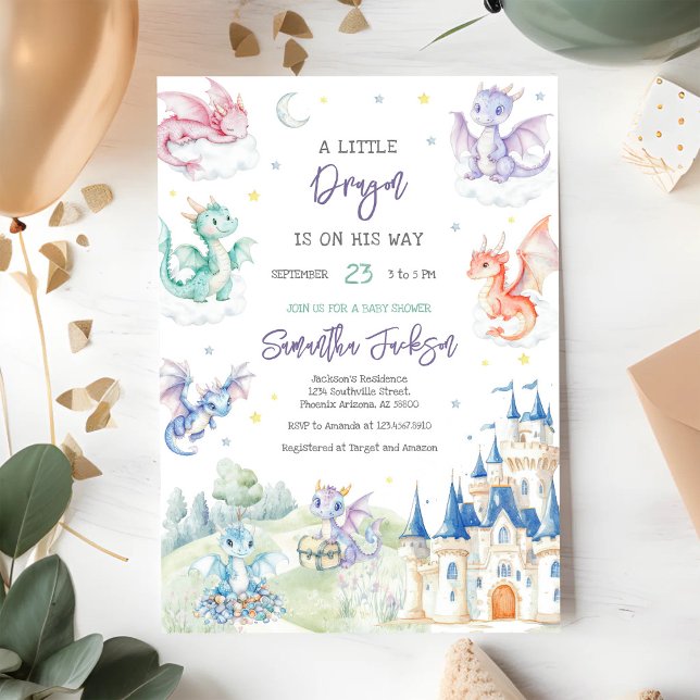 Invitación para Baby Shower de Dragón Pequeño (Subido por el creador)