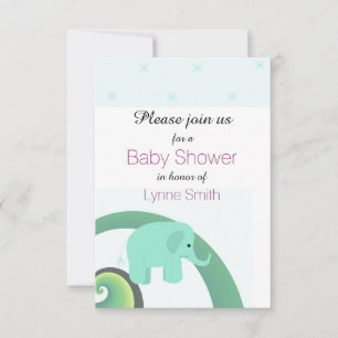 Invitación para baby shower de elefante bebé