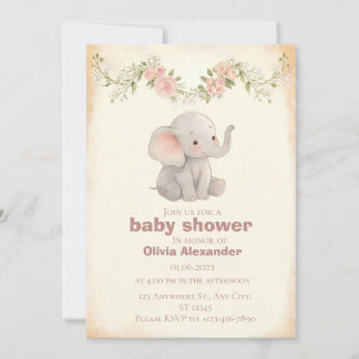 Invitación para Baby Shower de Elefante Pequeño 