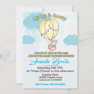 invitación para baby shower de elefante que se va