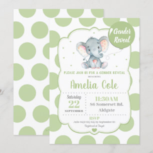 Invitación para Baby Shower de Elefante Revelación