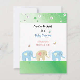 Invitación para Baby Shower de Elefantes