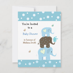 Invitación para baby shower de elefantes apilados