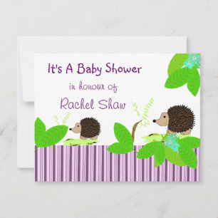 Invitación para baby shower de erizos