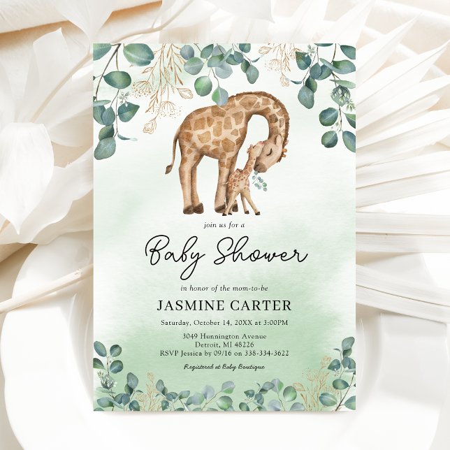 Invitación para Baby Shower de Eucalipto Jirafa (Subido por el creador)