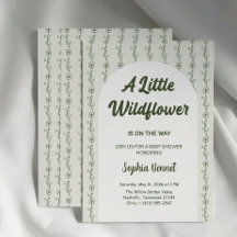 Invitación para baby shower de flor silvestre pequ