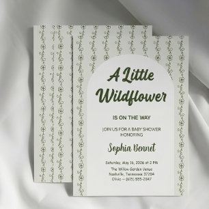 Invitación para baby shower de flor silvestre pequ