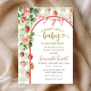 Invitación para Baby Shower de Fresa