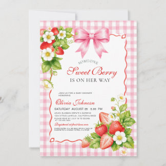 Invitación para baby shower de fresa dulce de baya