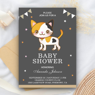 Invitación para baby shower de gatito adorable