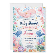 Invitación para Baby Shower de Gemelos | Ballena B