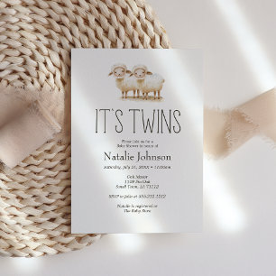 Invitación para Baby Shower de Gemelos de Animales