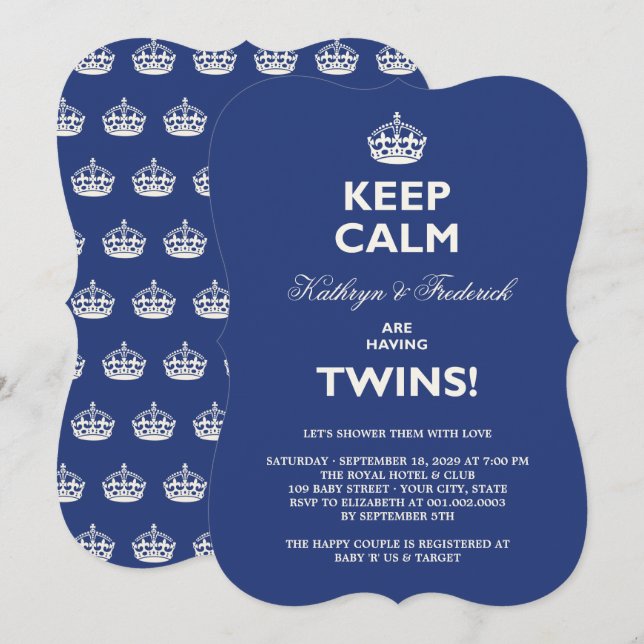 Invitación para Baby Shower de Gemelos Divertidos  (Anverso / Reverso)