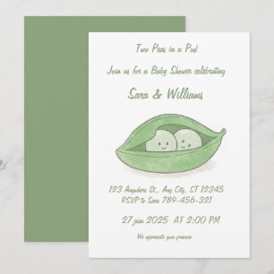 Invitación para Baby Shower de Gemelos Dos Guisant