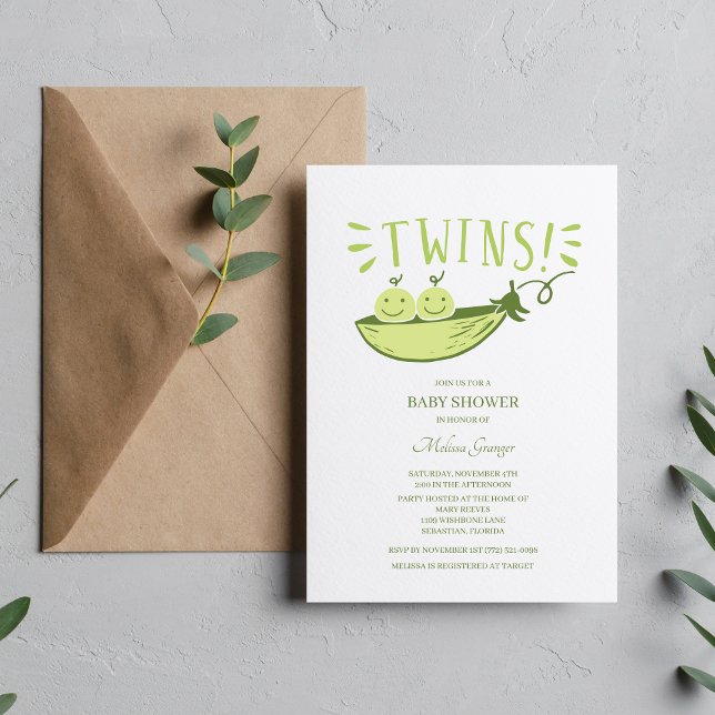 Invitación para Baby Shower de Gemelos Dos Guisant (Subido por el creador)