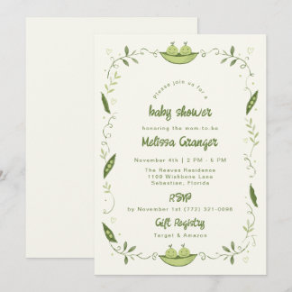 Invitación para Baby Shower de Gemelos en Vaina de