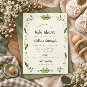 Invitación para Baby Shower de Gemelos en Vaina de