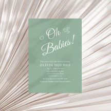 Invitación para baby shower de gemelos en verde sa