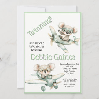Invitación para Baby Shower de Gemelos Koala | Neu