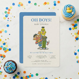 Invitación para Baby Shower de Gemelos Niños Bert 