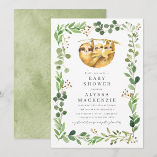Invitación para baby shower de gemelos perezosos