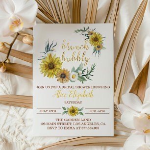 Invitación para baby shower de girasol de abeja me