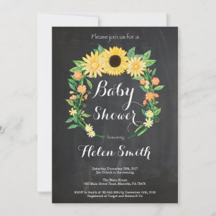 Invitación para Baby Shower de Girasoles Pizarra d