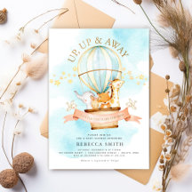 Invitación para baby shower de globo aerostático