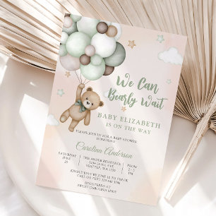 Invitación para Baby Shower de Globo de Osito de P