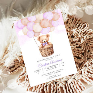 Invitación para Baby Shower de Globo de Osito de P