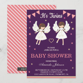 Invitación para baby shower de hadas gemelas linda