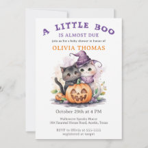 Invitación para Baby Shower de Halloween Gatitos L