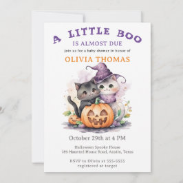 Invitación para Baby Shower de Halloween Gatitos L
