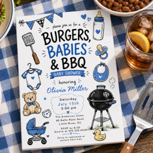 Invitación para baby shower de Hamburguesas, Bebés