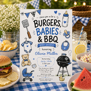 Invitación para baby shower de Hamburguesas, Bebés