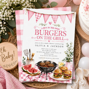 Invitación para baby shower de Hamburguesas Rosada