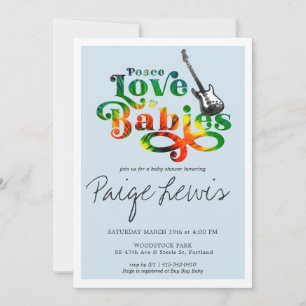 Invitación para baby shower de hippie con Tie Dye