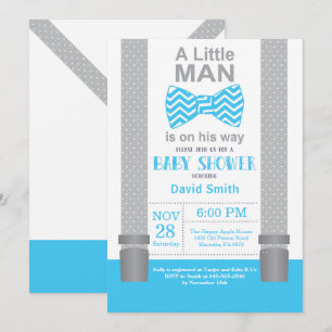 Invitación para Baby Shower de Hombre Pequeño Azul